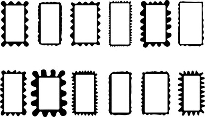 Black decorative rectangular borders with wavy edges vector