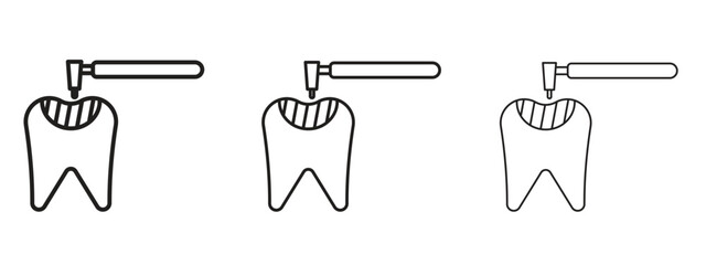 Tooth filling icon symbol line. Editable stroke width