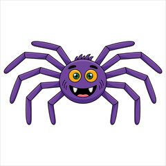 Cute vector illustration of a cartoon spider isolated on white. Ideal for playful, spooky, and nature themed creative projects.