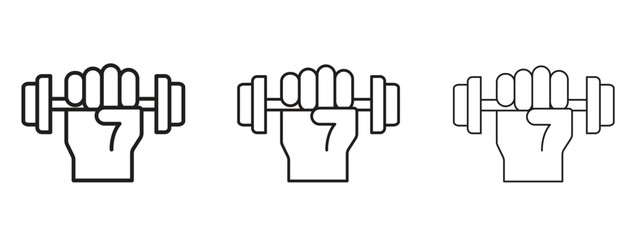 Strength training icon symbol line. Editable stroke width