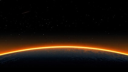 Obraz premium Sunrise over a planet from space