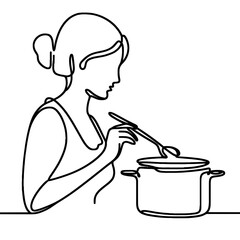 Person cooking stirring pot
