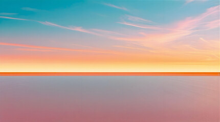 Obraz premium Minimalist digital art of vivid sunset sky over pale smooth ground