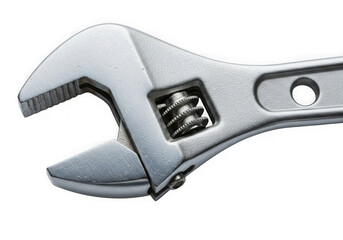 A shiny adjustable wrench is isolated on transparent background, ready for repairs