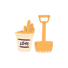 Beach Day Essentials:  Cute Bucket & Spade Illustration