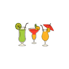 Tropical Cocktail Illustrations: Summer Drinks, Refreshing Beverages,  Vacation Vibes
