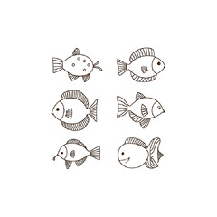 Six Line Art Fish Illustrations: Simple Fish Drawings for Design Projects
