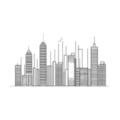 Fototapeta premium modern city skyline with skyscrapers silhouette, modern city skyline with skyscrapers vector illustration, A stylized black silhouette of city skylines featuring modern skyscrapers