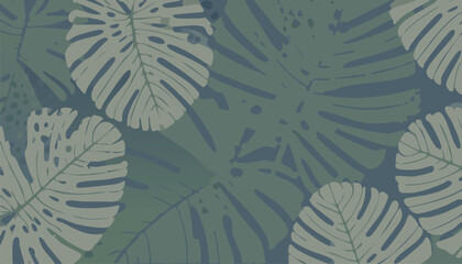 modern design featuring abundance tropical green and gold leaves