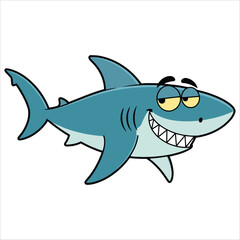 Obraz premium Cartoon happy shark character vector illustration jpeg included ideal for kids ocean wildlife and playful marine themed graphic projects