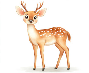 Fototapeta premium Watercolor deer, clip art for stickers, transparent background,