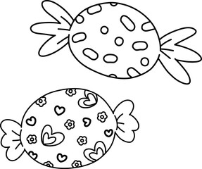Colorful Candy, sweet Outline
