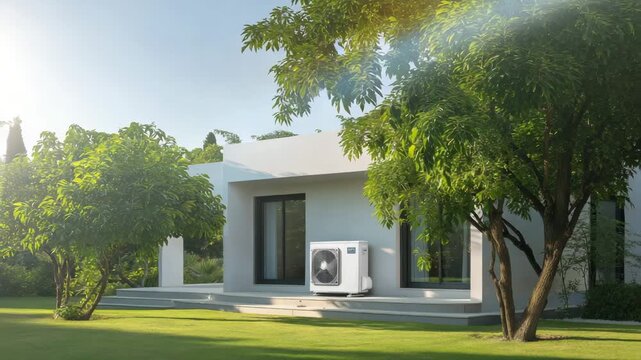 Energie sparen mit moderner W&auml;rmepumpentechnologie am Haus. K&uuml;nstliche Intelligenz KI