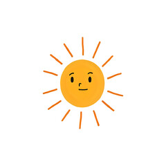 Cheerful Sun Illustration: Bright Yellow Cartoon Sun with a Happy Face