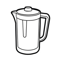 Clean vector illustration of a water filter jug with lid and handle