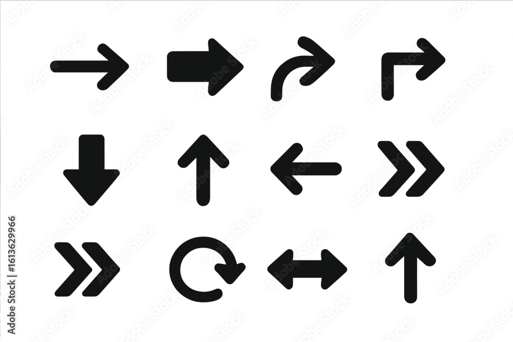 Aufkleber black arrow icons set. vector collection of various direction and navigation symbols. pointers for w