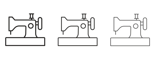 Old sewing machine icon symbol line. Editable stroke width