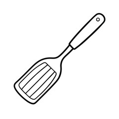 Simple linear drawing of a wooden spatula on a white background