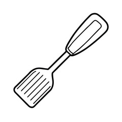 Simple linear drawing of a wooden spatula on a white background
