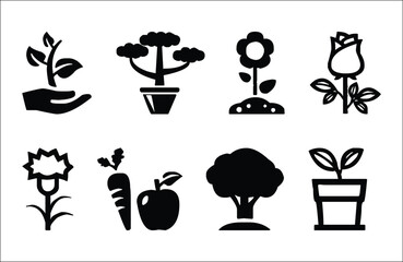 tree silhouettes, A vector set showcases black silhouette illustrations of various trees