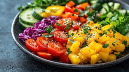 Delicately placed vegetables on cracked dish, danger of overcontrolled eating