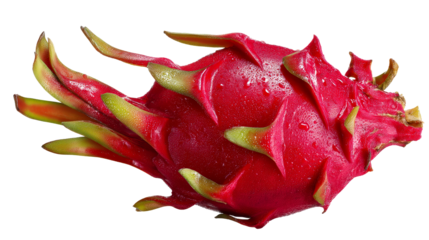 Bright red dragon fruit on a transparent background