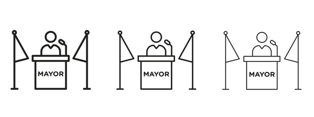 Mayor icon symbol line. Editable stroke width