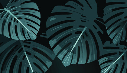 modern design featuring abundance tropical green and gold leaves