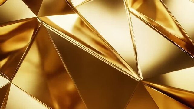 Elegant golden geometric pattern with shiny facets reflecting light