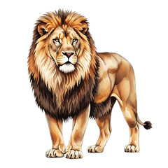 Obraz premium Majestic male lion standing proudly isolated on transparent background