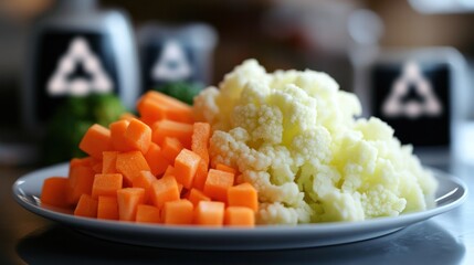 Colorful vegetable composition on broken plate, wellness obsession concept