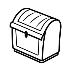 Front view outline illustration of a bread box with a sliding lid