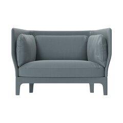 Modern Box Armchair with Leather Upholstery, Front View 3D Render