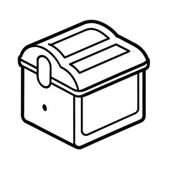 Front view outline illustration of a bread box with a sliding lid