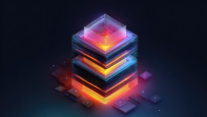 Abstract digital structure illuminated