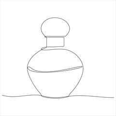 One line drawing of perfume bottle minimalist beauty product continuous line art vector illustration