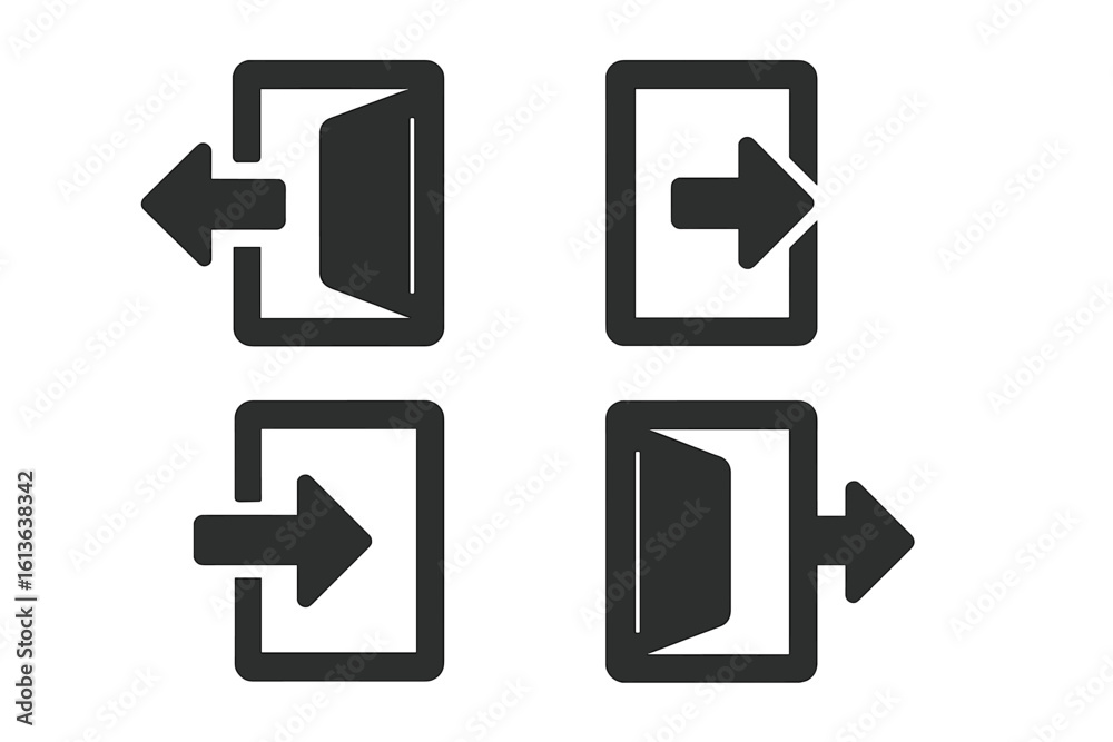 Poster login logout icon set. sign in and sign out vector symbols. simple flat illustration for website and