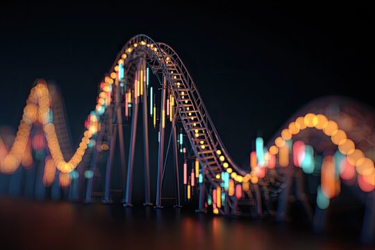 Roller coaster shaped graph of stock prices at night
