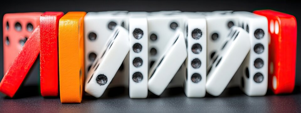 Colorful dominoes in a chain reaction