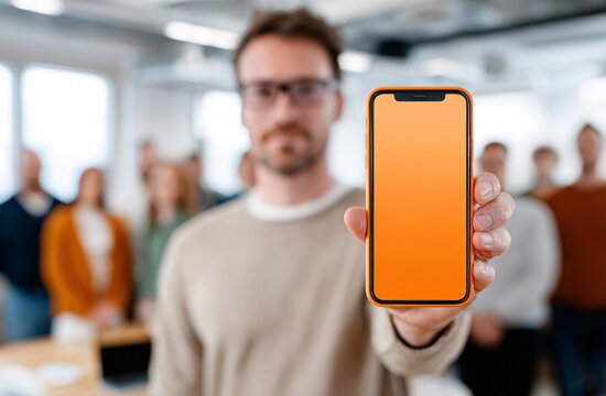 Cloud Storage App on Smartphone in Office Meeting