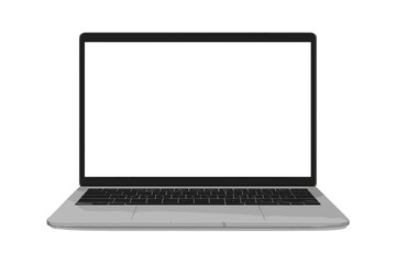Modern laptop with blank screen. Realistic computer notebook isolated on white background. Vector mockup for presentation or portfolio. Device template with copy space for web design.