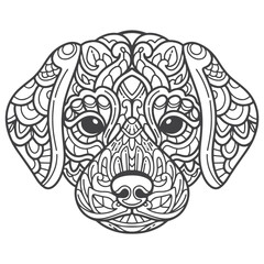 Beagle dog head mandala arts isolated on white background