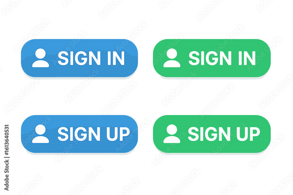Aufkleber sign in and sign up buttons set for web and mobile app user interface. login and registration icon c