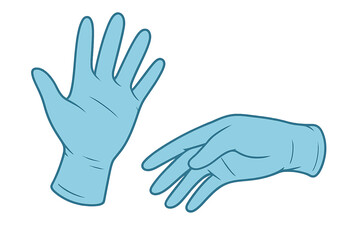 Fototapeta premium Hands in blue medical gloves. Concept for medical protection, hygiene, and safety. Doctor, nurse, or surgeon preparing for sterile procedure. Healthcare vector icon.