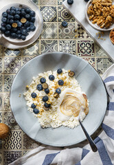 cottage cheese with blueberries and honey