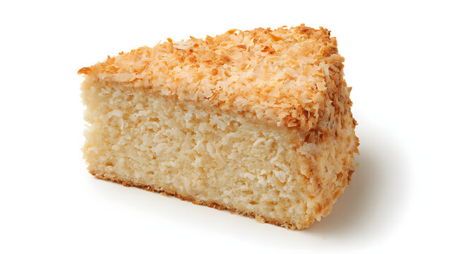 Isolated Slice of Delicious Krakeling Cake on Minimalist White Background for Culinary Display