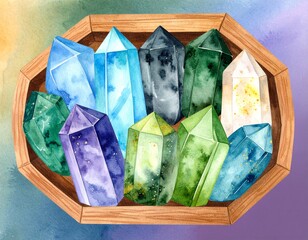 Set of watercolor stones