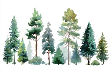 Watercolor forest scene