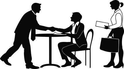  Job Interview Scene – Silhouette Vector