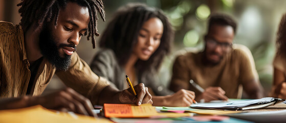Diverse group of people engaged in collaborative work